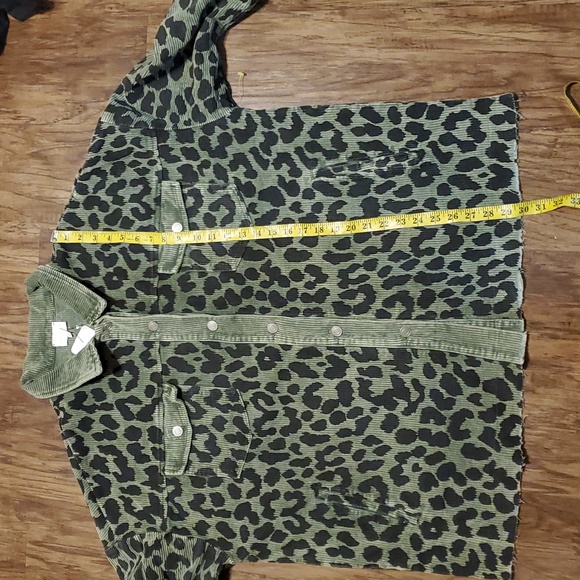 Entro Green Leopard Utility Jacket Sx 1X - Picture 6 of 11